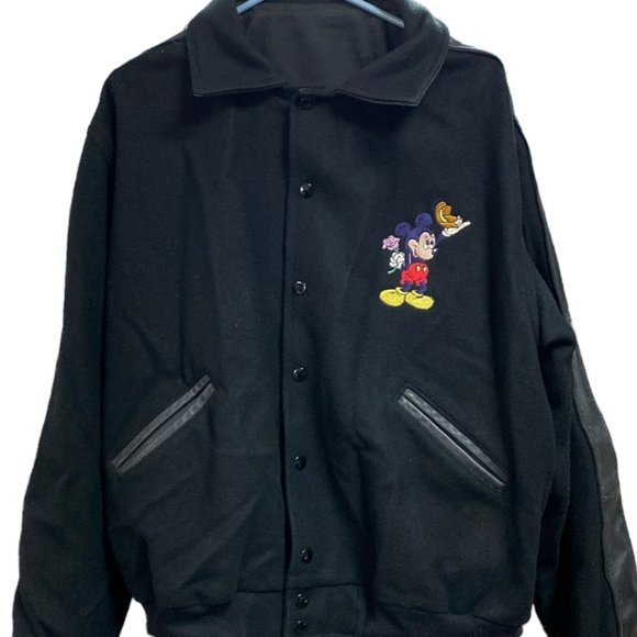 Vintage 90s Too Cute Guetta Brothers Disney Wool Leather Varsity Jacket - Picture 1 of 15